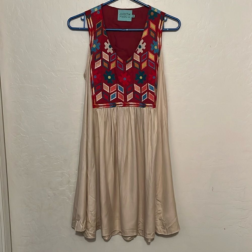 Judith March Embroidered Boho Tunic Dress Cottage Core Festival Concert